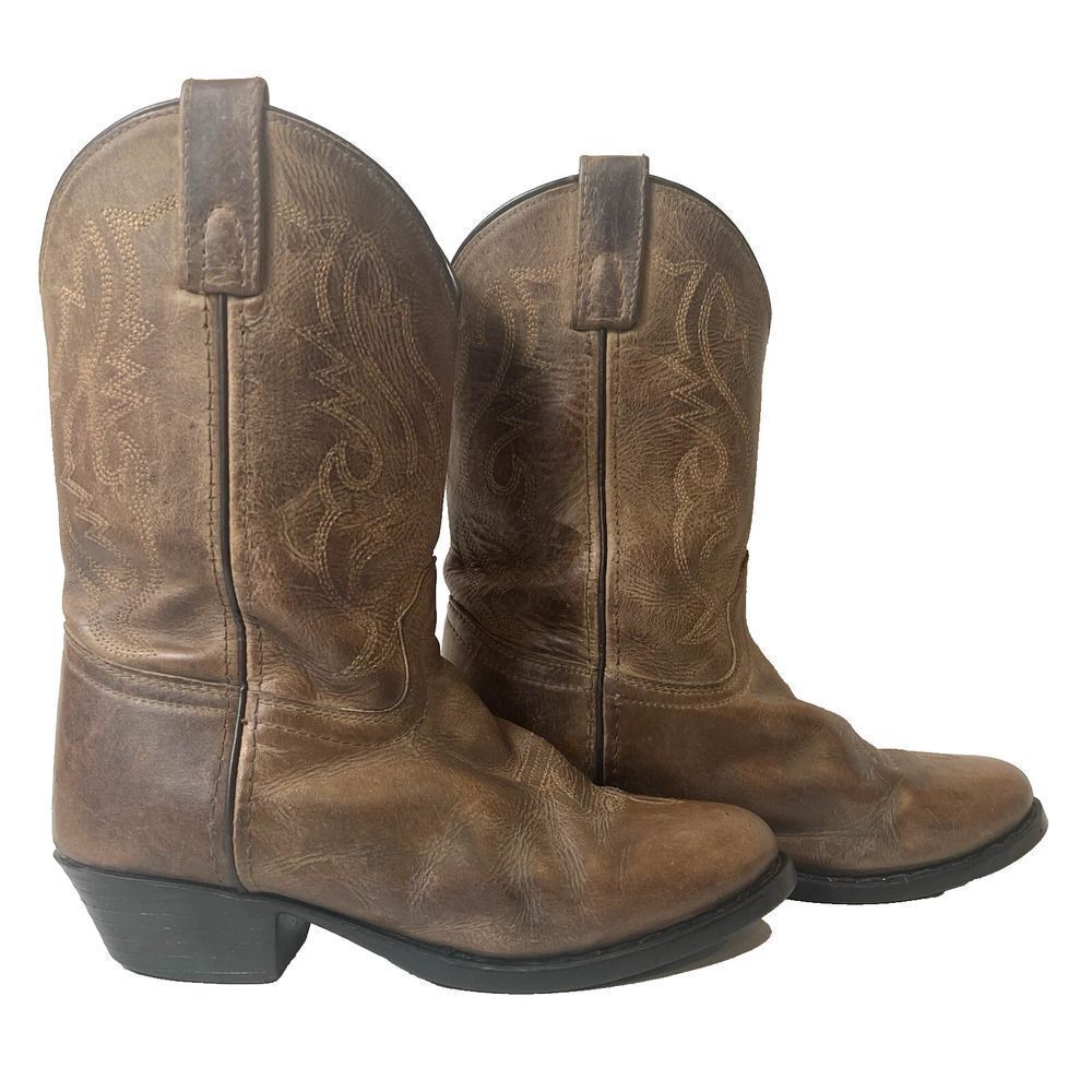 Cody James Brown Leather Cowboy Western Boots Junior Youth Big Kids' 3 D Pull On - Picture 4 of 11